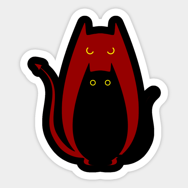 evil black cat Sticker by thepeartree
